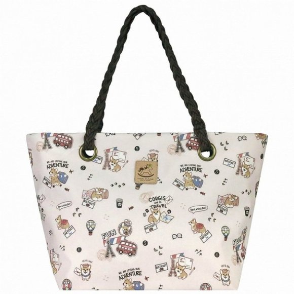 Waterproof Corgi Woven Tote Shoulder Bag